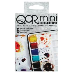 QoR mini set urban sketch set of 6 watercolors in halves