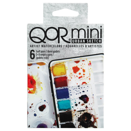 QoR mini set urban sketch set of 6 watercolors in halves