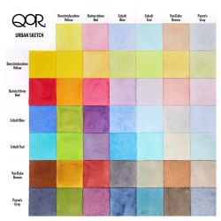 QoR mini set urban sketch set of 6 watercolors in halves