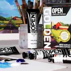 Golden open landscape set of 8 free-drying acrylic paints
