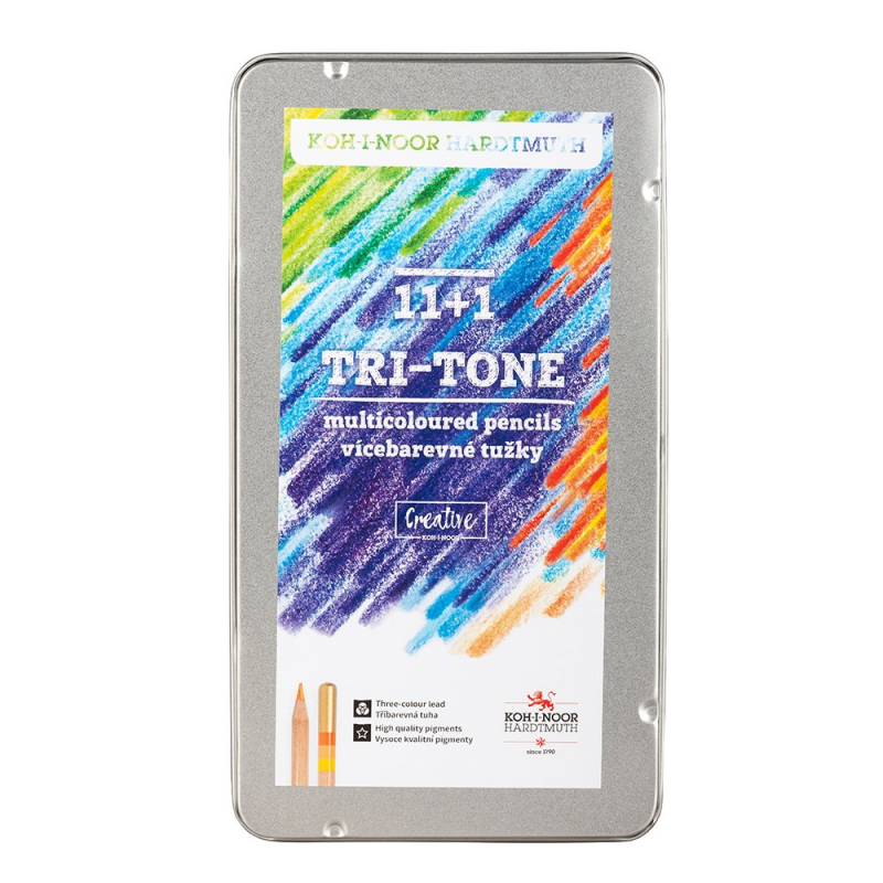 Koh-i-noor tri-tone zestaw 11 wielokolorowych kredek z blenderem