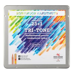 Koh-i-noor tri-tone set of 23 multicolor crayons with blender