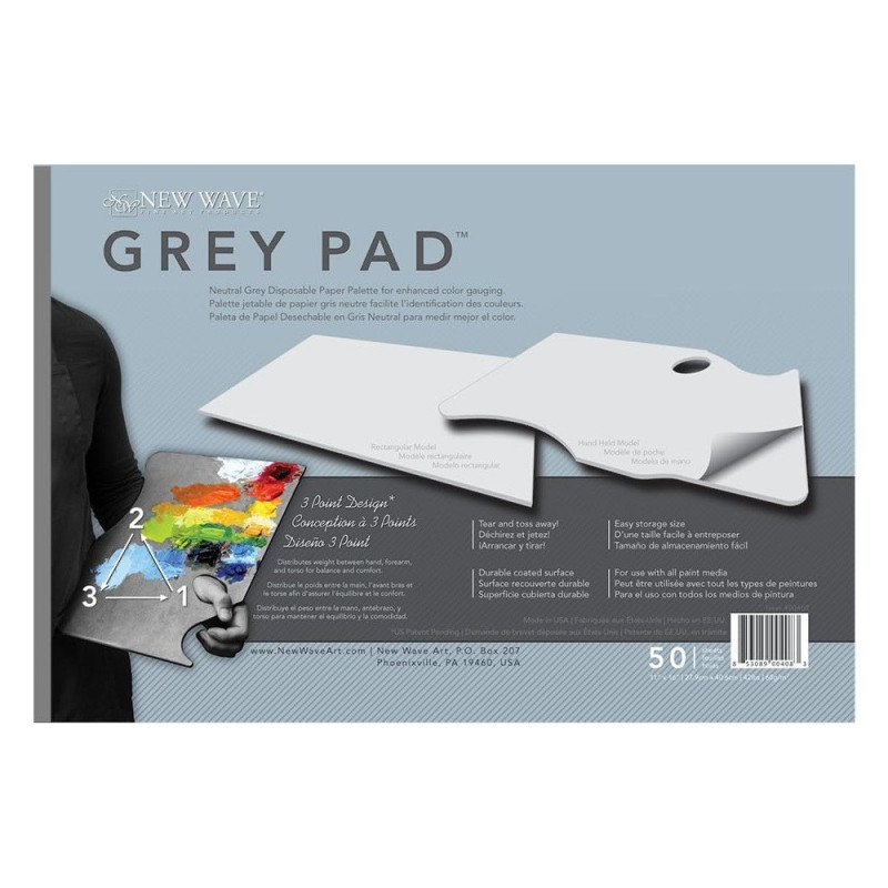Paleta malarska w bloku grey pad new wave 28x40 cm 50 ark - Sklep plas