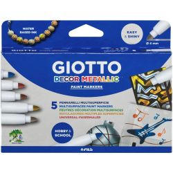 Giotto Decor metallic flamastry akrylowe 5szt - sklep plastyczny - sza
