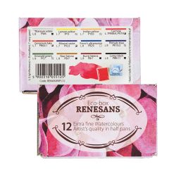 Renesans eco box set of 12 watercolors in halves cardboard box
