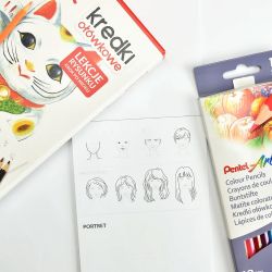 Pentel set of 12 CB8-12 crayons with drawing lesson block