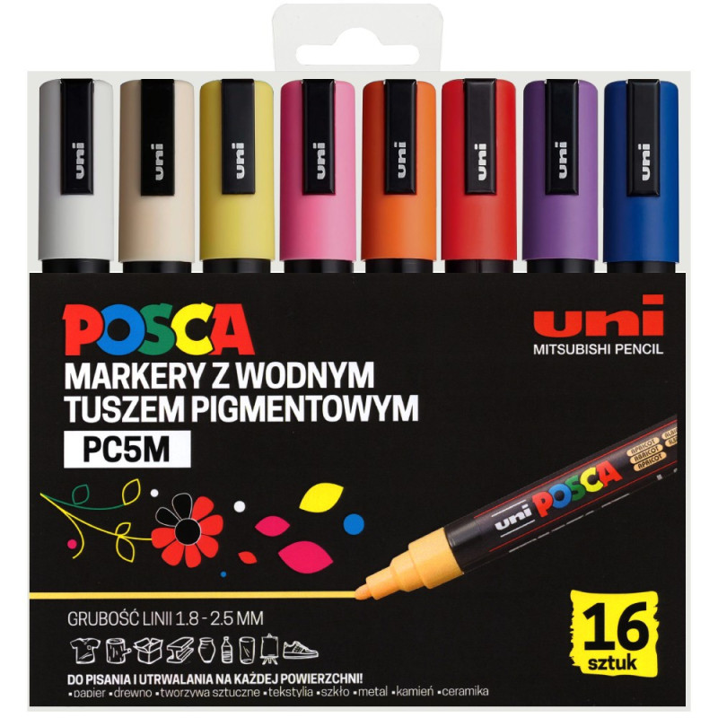 Uni Posca pc-5m zestaw 16 pisaków