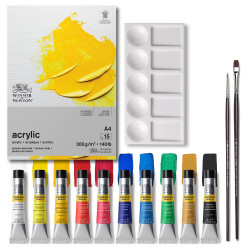 Winsor&Newton galeria zestaw 10 farb akrylowych 12ml z akcesoriami