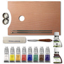 Winsor&Newton winton zestaw 8 farb olejnych 37ml z kasetą drewnianą i