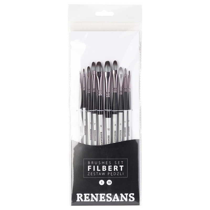 Renesans filbert set of 10 brushes cat's tongue - szaldlaplastykow.pl