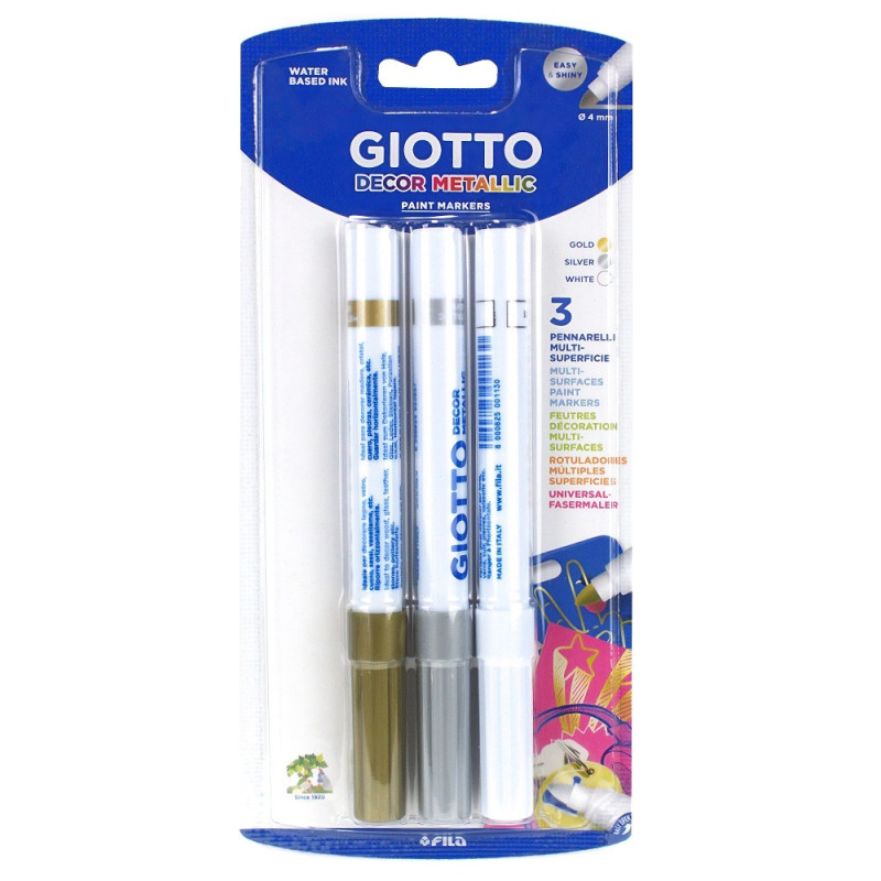 Giotto decor materials metal zestaw 3 flamastrów akrylowych