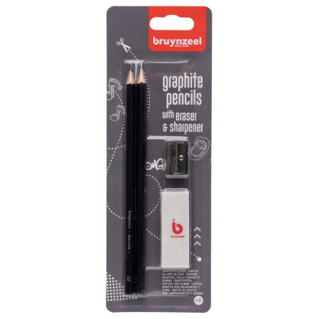 Bruynzeel Teens HB pencils 2x sharpener and eraser