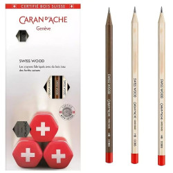 Caran'dAche zestaw ołówków swiss wood 3szt + gumka i temperówka