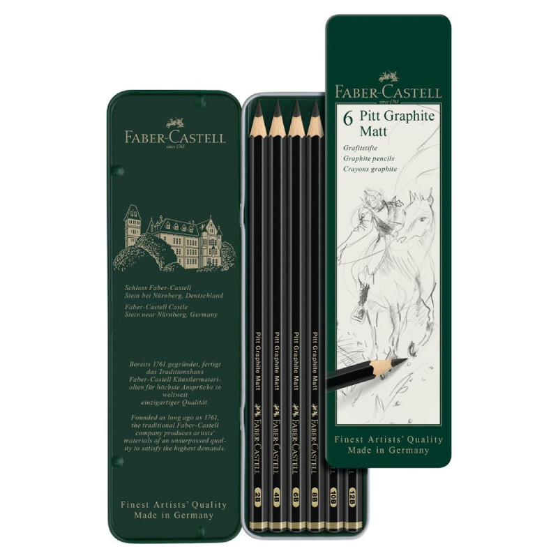 Faber-Castell set of 6 pitt graphite matt pencils
