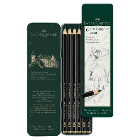 Faber-Castell zestaw 6 ołówków pitt graphite matt