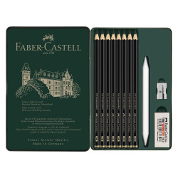 Faber-Castell set of 8 pitt graphite matt pencils + accessories