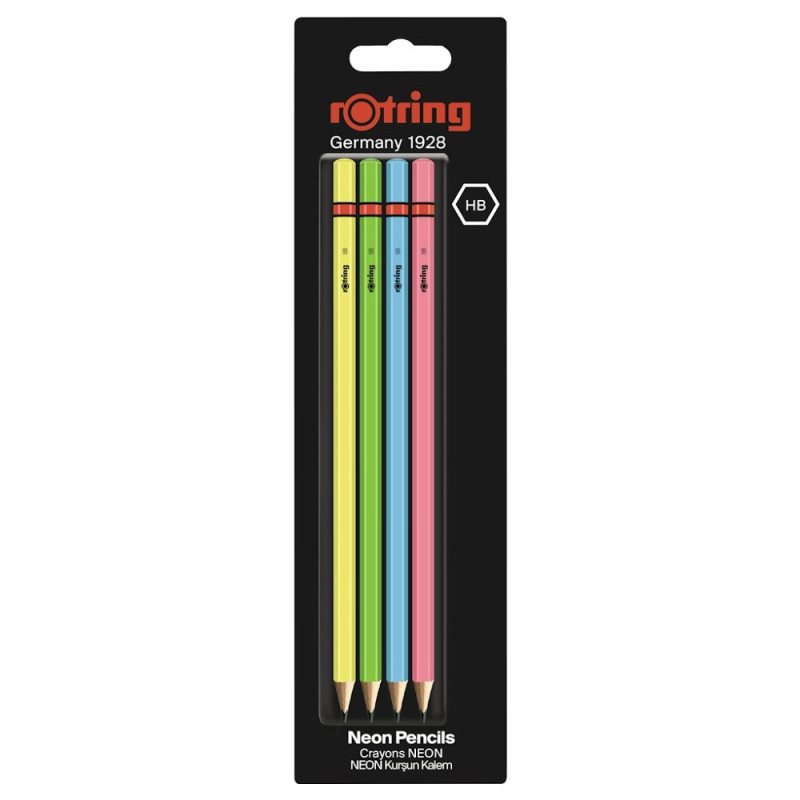 Rotring neon pencil wpc hb blister 4 pieces