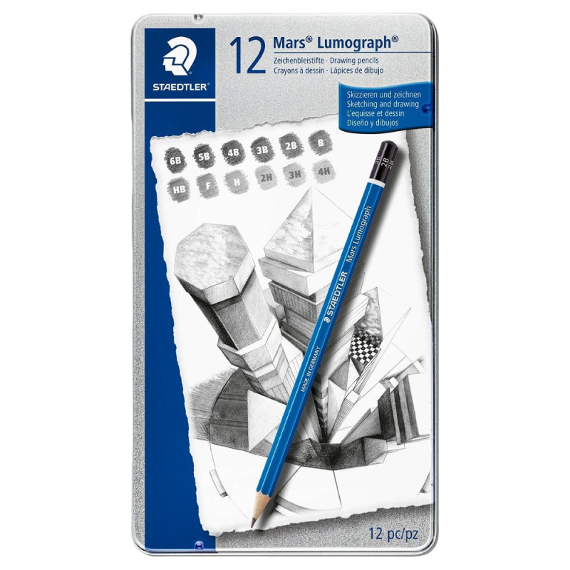 Staedtler mars lumograph set of 12 pencils 6B-4H
