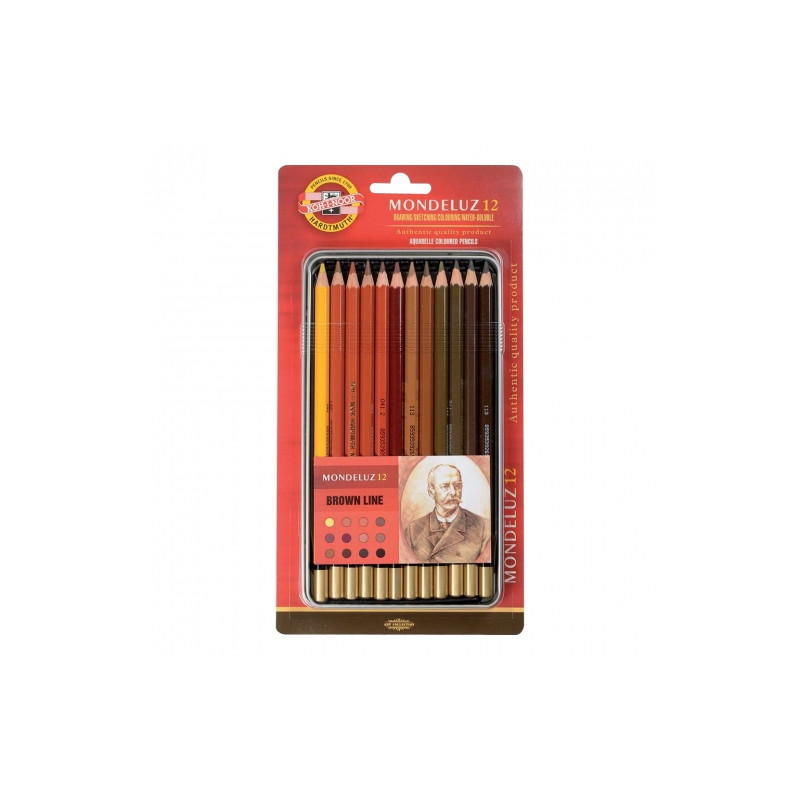 Koh-i-noor mondeluz a set of 12 watercolor pencils brown metal p
