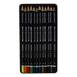 Set of 12 artistic crayons in a wooden frame