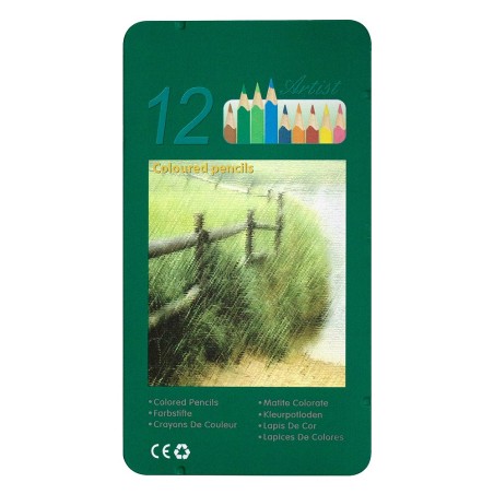 Set of 12 artistic crayons in a wooden frame