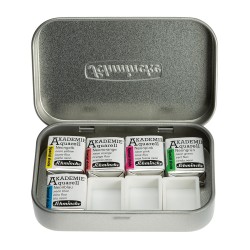 Schmincke akademie neon zestaw akwareli 5 półkostek w metalowym opakow