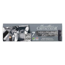 Cretacolor nero deep black charcoal set of 7 pieces