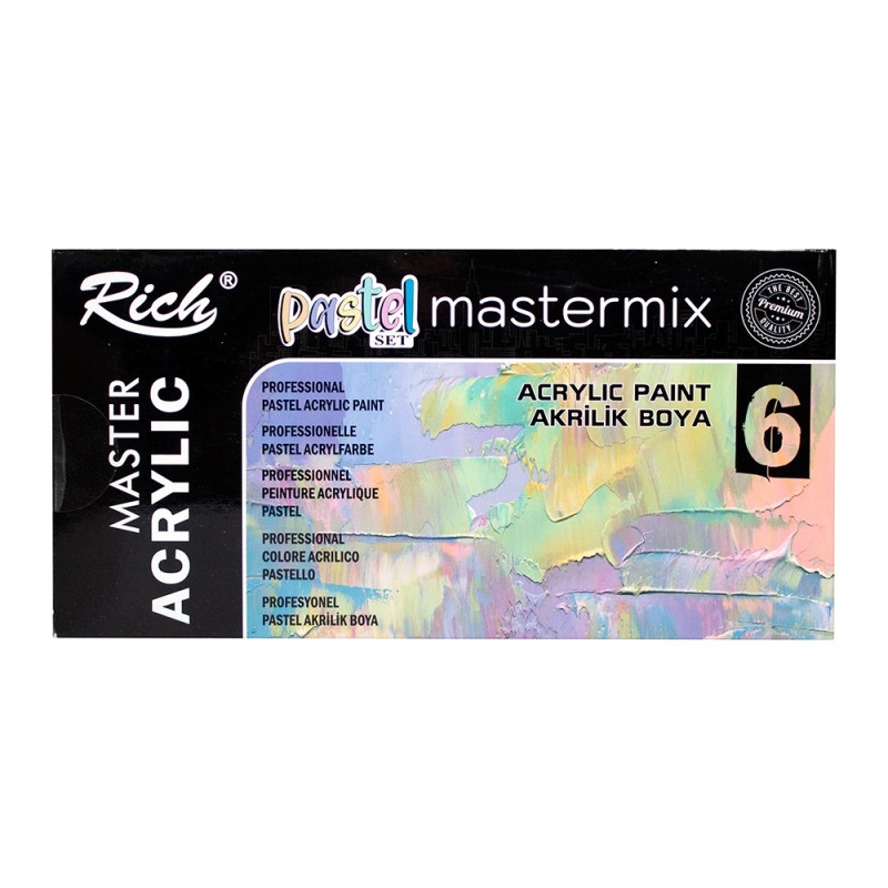 Rich master acrylic pastel mastermix zestaw farb akrylowych 6x60ml