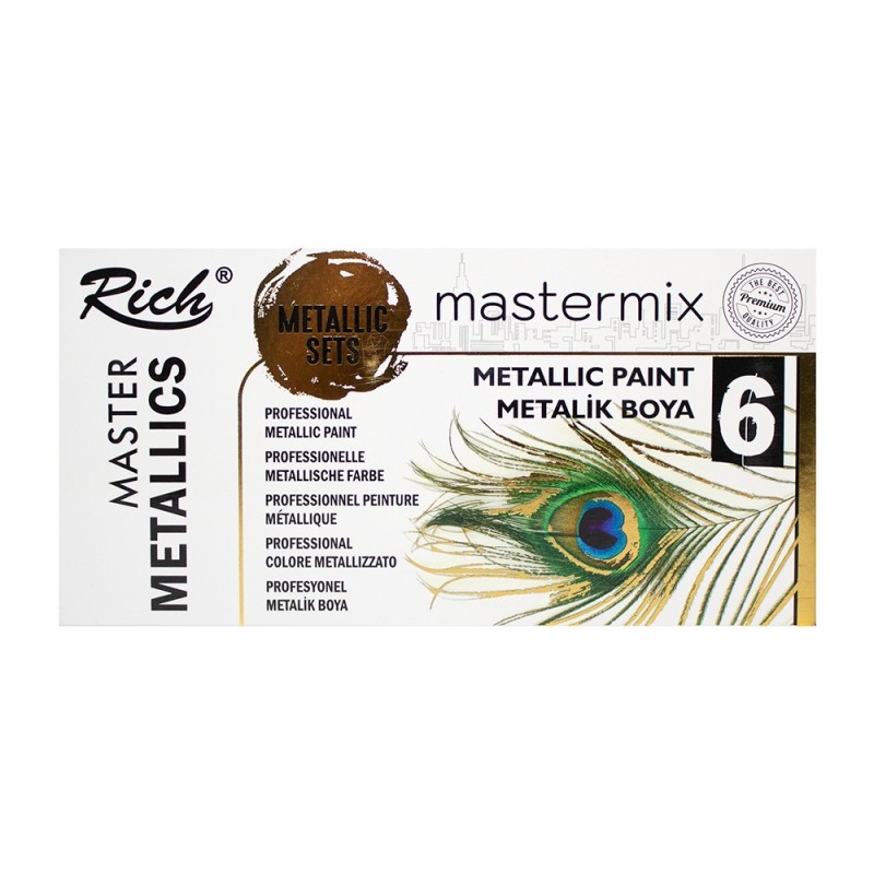 Rich master metallic mastermix zestaw farb akrylowych 6x60ml