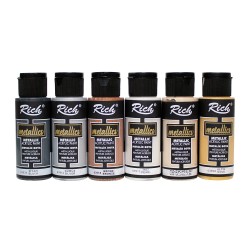 Rich master metallic mastermix acrylic paint set 6x60ml
