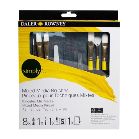 Daler Rowney simply mixed media synthetic brush set in case 10