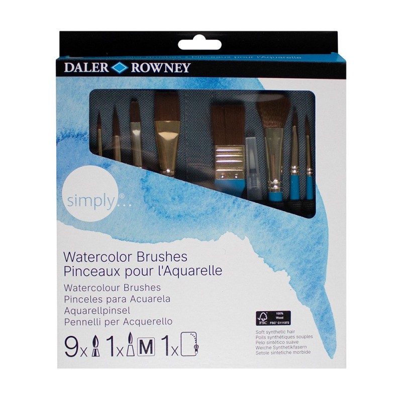 Daler Rowney simply watercolour brushes set of synthetic brushes in