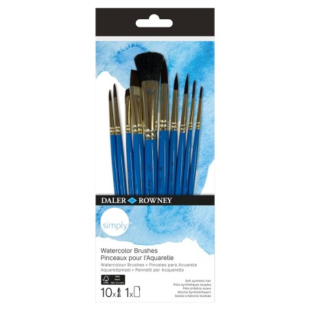 Daler Rowney simply watercolour brushes zestaw pędzli syntetycznych 10