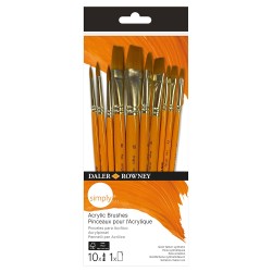 Daler Rowney simply acrylic brushes zestaw pędzli syntetycznych 10 szt