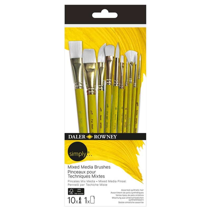 Daler Rowney simply mixed media synthetic brush set of 10 pieces