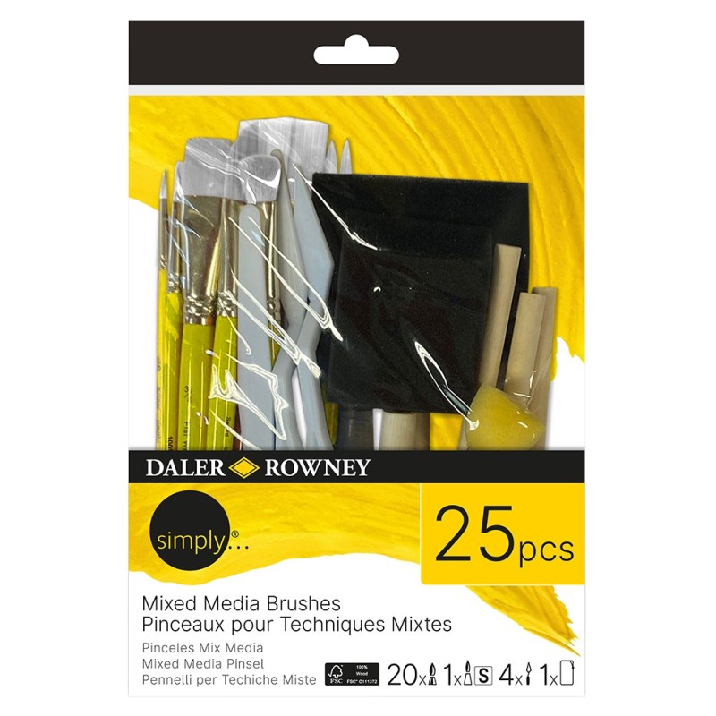 Daler Rowney simply mixed media synthetic brush set 25 pieces
