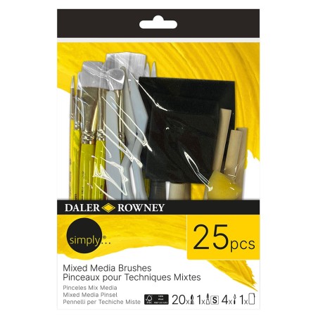 Daler Rowney simply mixed media synthetic brush set 25 pieces
