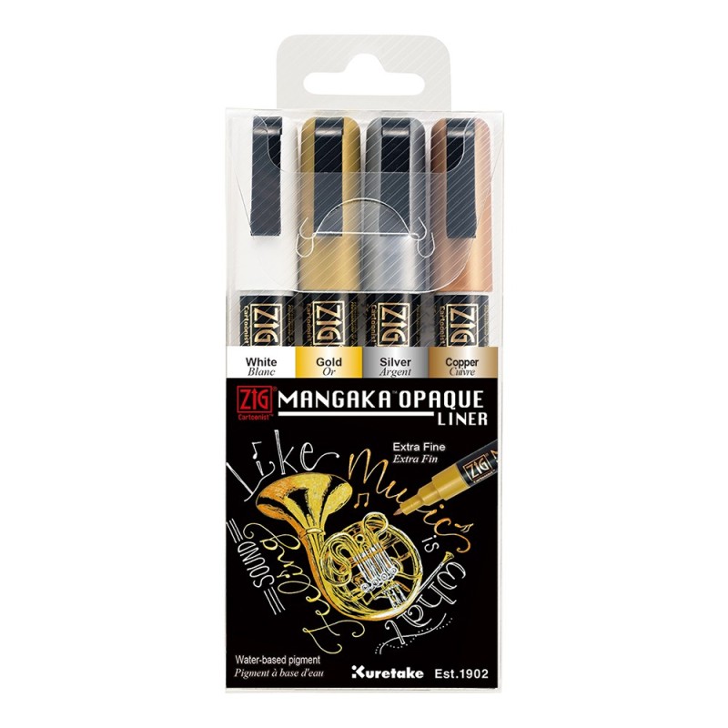 Kuretake ZIG cartoonist mangaka opaque liner zestaw 4 sztuk