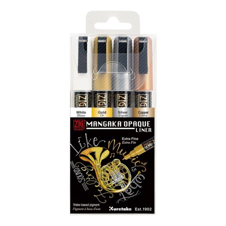 Kuretake ZIG cartoonist mangaka opaque liner zestaw 4 sztuk