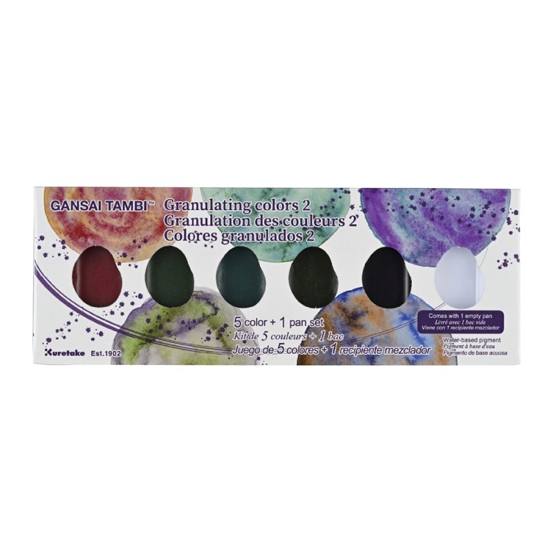 Kuretake gansai tambi granulating colors 2 set of 5 watercolors