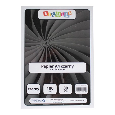 Escuela papier czarny A4 80g 100 arkuszy