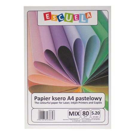 Escuela papier ksero pastelowe kolory A4 80g 100 arkuszy