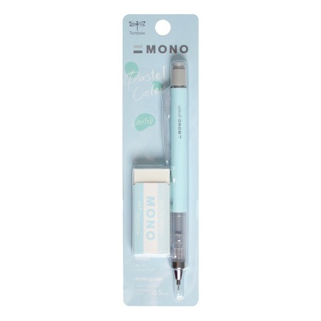 Tombow Mono Graph ołówek automatyczny 0.5mm + gumka pastel ice blue