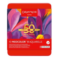 Caran d'Ache neocolor II pop wax pastels 10 pieces metal packaging