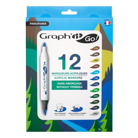 Graphit GO panorama zestaw markerów akrylowych 12 sztuk