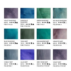 Białe noce farby akwarelowe granulujące 12 kolorów plastikowe opakowanie