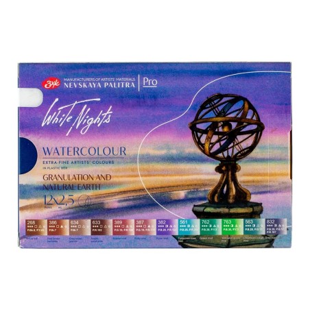 White Nights Watercolor Granulating Paints and Earth Colors 12 Colors Plastic Packaging