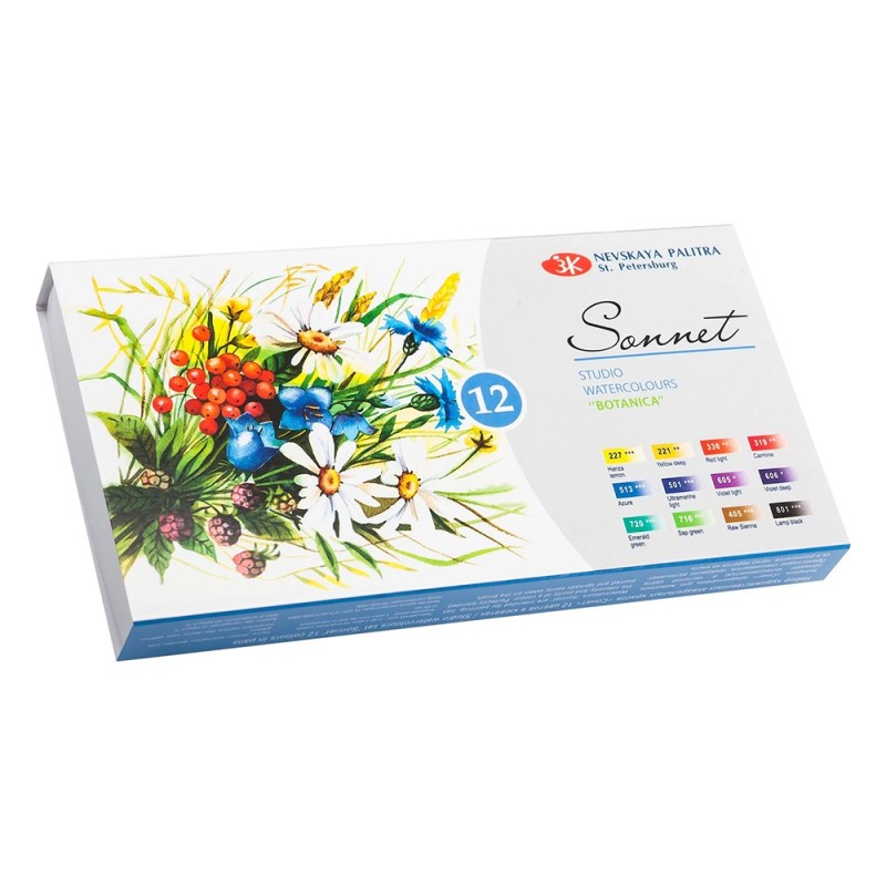 Sonnet farby akwarelowe botanica 12 kolorów kartonowe opakowanie