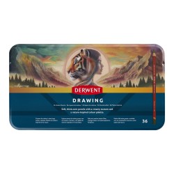 Derwent drawing zestaw 36 rysunkowych kredek metalowe opakowanie