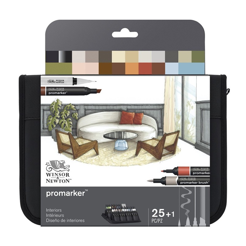 Winsor&Newton promarker interiors zestaw w piórniku 25 sztuk